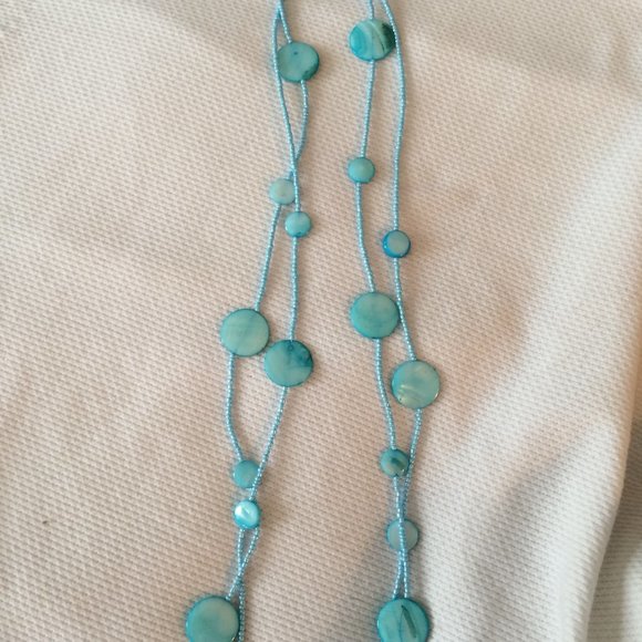 New EsMor Blue Beaded Necklace with Earrings - Picture 3 of 4